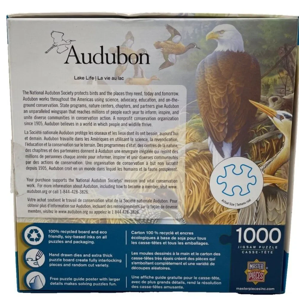 Audubon Lake Life 1000 Piece Jigsaw Puzzle 19.25X26.75 Linen MasterPieces MINT
